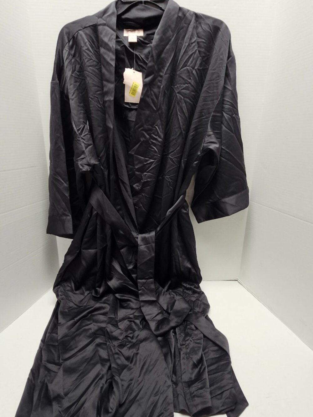 New Black Cabernet Tie Robe F42N455 Style Polyester Side Pockets Wrap L Large